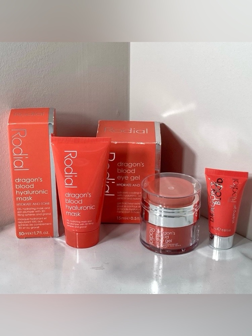 Rodial Dragon's Blood Eye Gel + Hyaluronic Mask + Sculpting Gel BNIB RV$195